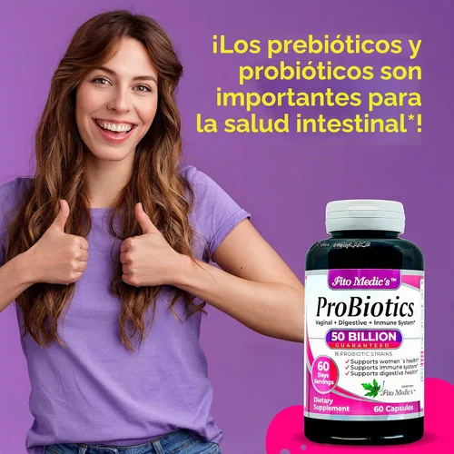 Vista 5 de FITO MEDIC'S Suplemento probiótico de laboratorio, 50 mil millones de UFC, mezcla de 16 cepas, suministro para 60 días