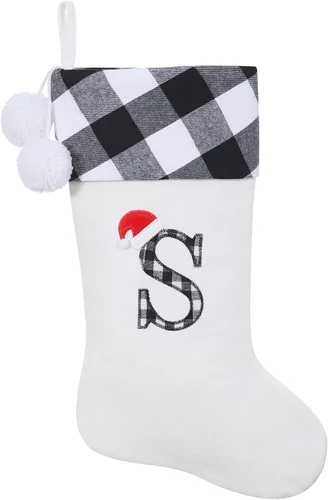Vista 41 de Calcetines de Navidad bordados con monograma inicial de 20 pulgadas, decoración de Navidad, calcetines personalizados, decoración de temporada