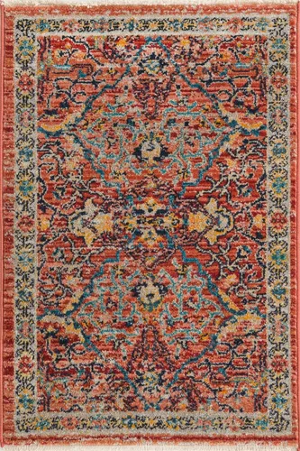 Vista 2 de Unique Loom Lola Collection - Alfombra de área Vivacious (2 pies 2 pulgadas x 3 pies 1 pulgada, rectangular, color rojo ladrillo/azul)