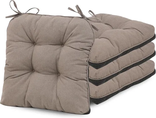 Vista 13 de RACE LEAF Cojines para sillas de comedor, paquete de 4 unidades, almohadillas de espuma viscoelástica para sillas de cocina con lazos y respaldo