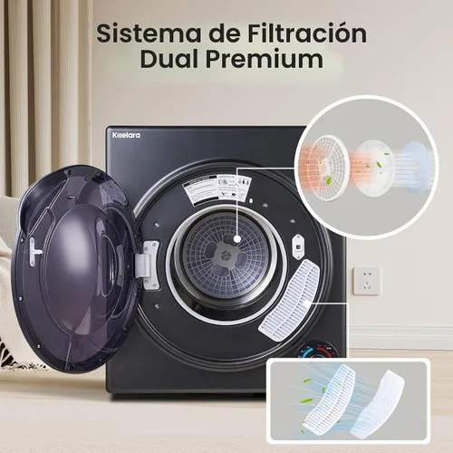 Vista 4 de Secadora Portátil de 3.5 pies cúbicos, secadora compacta de 1500 W con tambor de acero inoxidable, 4 modos de secado, protección contra