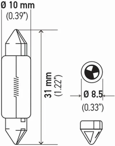 Vista 3 de Hella Bombilla DE3175TB 3175 12V 10W Sv8.5-8 T3.25 10X31 (2)