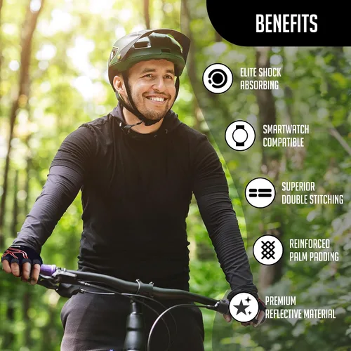 Vista 3 de RIMSports Guantes de ciclismo reflectantes para bicicleta de montaña para el día y la noche ideales para ciclismo y bicicleta de carretera