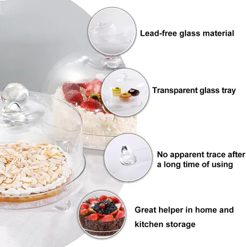 Vista 7 de Soporte de acrílico para pasteles con tapa de cúpula: soporte cubierto elegante para tartas con patas grande con cúpula uso como soporte, cubierta