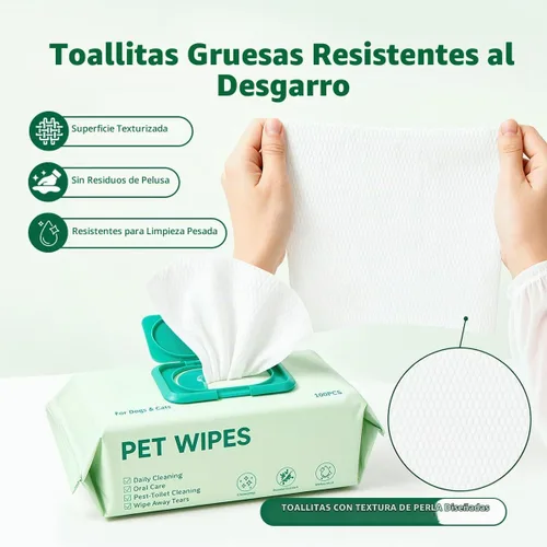 Vista 5 de 100 toallitas para mascotas, toallitas de limpieza hipoalergénicas a