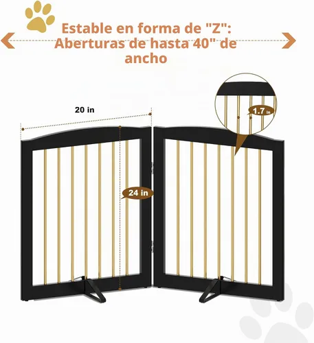 Vista 5 de PUPETPO Puerta independiente para mascotas para perros, puerta plegable de madera para perros para casa, escaleras, entradas, valla de seguridad
