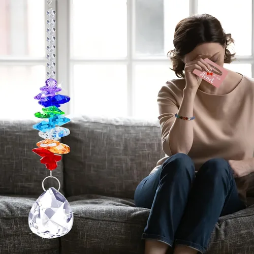 Vista 7 de Juego de 5 regalos conmemorativos de arcoíris para mascotas, incluye atrapasoles de cristal con estampado de patas, pulsera de arco iris