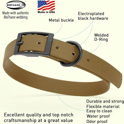 Vista 101 de Dogline Biothane - Collar impermeable para perro con hebilla de liberación rápida, resistente cincha de nailon recubierta con resistente y a prueba