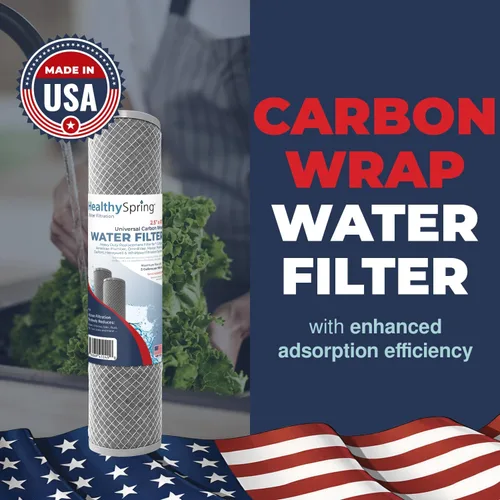 Vista 2 de Fabricado en Estados Unidos, 5 micrones, 2.5 x 10 pulgadas, cartucho de filtro de agua para sedimentos de carbono CTO para toda la casa compatible