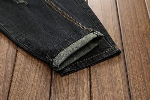 Vista 5 de IDEALSANXUN Pantalones de mezclilla ajustados para hombre con estampado impreso