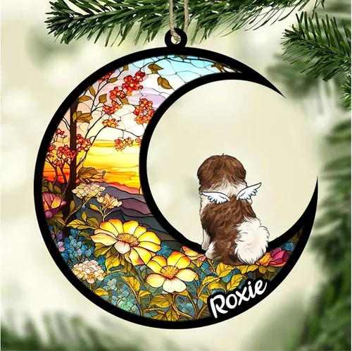 Vista 420 de LOVELYPOD Adorno de Navidad personalizado para perro Basset Hound (marrón) Basset Hound (marrón) adorno para atrapasoles de perro, razas de perros
