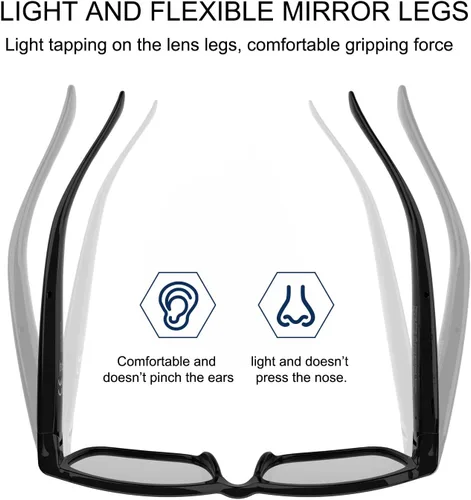 Vista 3 de Lentes inteligentes Bluetooth para hombres y mujeres, lentes polarizados de audio con auriculares Bluetooth, micrófono, protección UV, asistente
