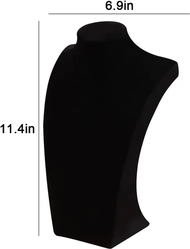 Vista 4 de Coward Soporte de busto de collar para espectáculo de venta, soporte de exhibición de joyas de collar de terciopelo negro para uso doméstico