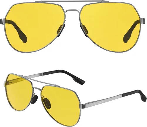 Vista 2 de LUENX Lentes de sol de aviador para hombres y mujeres, polarizados, marco de metal grande, protección UV 400
