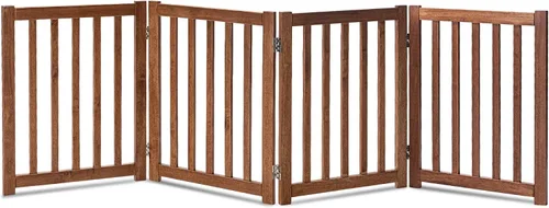 Vista 9 de LZRS Puerta para perros de madera independiente plegable de 2 paneles para interiores – Madera dura sólida de 24" de alto, puerta de seguridad
