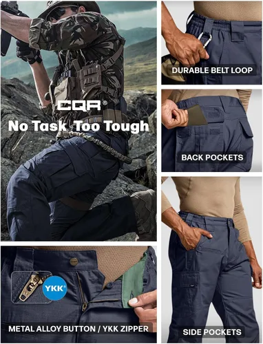 Vista 9 de CQR - Pantalones tácticos tipo cargo para hombre, tejido ripstop, resistentes al agua, ligeros, para uso diario, trabajo, senderismo o exteriores