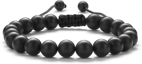 Vista 19 de Pulsera elástica Hamoery con cuentas naturales de ojo de tigre de 8 mm, para mujer y hombre Juego de 2 piezas 1-21018