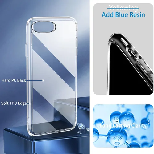 Vista 2 de JJGoo Compatible con iPhone SE (edición 2022/2020), para iPhone 8/7, transparente, a prueba de golpes, funda protectora delgada de policarbonato