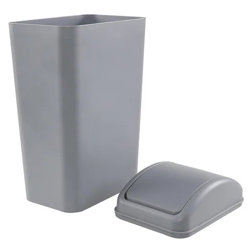 Vista 10 de Morcte - Cubo de basura pequeño de plástico de 3 galones con tapa abatible, color negro Basurero con tapa abatible, perfil delgado, para baño