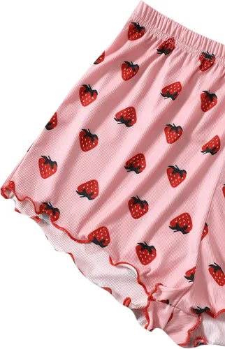 Vista 5 de SweatyRocks Conjunto de pijama de verano con estampado de fresa para mujer