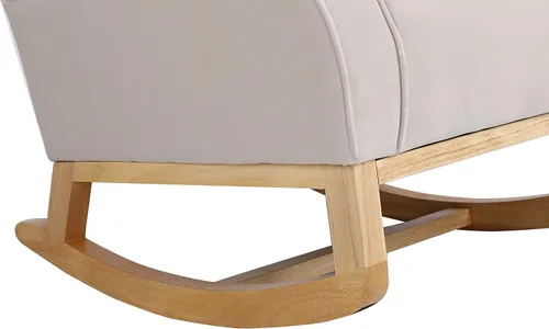 Vista 10 de Mecedora moderna, mecedora tapizada, cómoda mecedora con respaldo de ala, base segura de madera maciza para guardería, sala de juegos, dormitorio