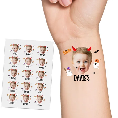 Vista 16 de YESCUSTOM Tatuajes temporales personalizados con foto, tatuaje facial personalizado con logotipo para adultos, parejas, mujeres, hombres, tatuajes