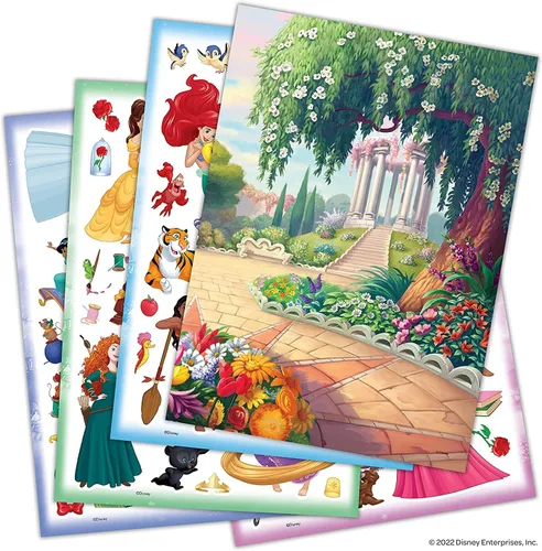 Vista 5 de Libros de actividades con calcomanías para niñas, paquete con 2 blocs de calcomanías con más de 400 calcomanías con princesas de Disney y Hello