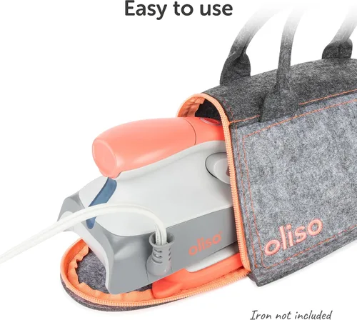 Vista 9 de Oliso M3Pro Project - Plancha de vapor con solemate (coral) + mini bolsa de transporte (coral) + almohadilla de presión de lana MultiMat