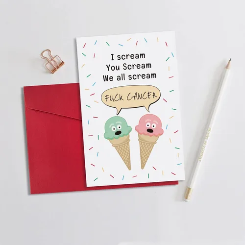 Vista 3 de Ogeby Tarjeta de aliento para el cáncer de mierda, regalo para él y ella, divertida y linda tarjeta de recuperación contra el cáncer, tarjeta