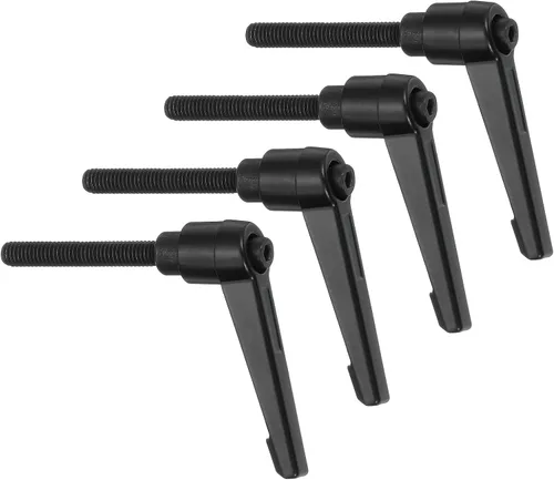 Vista 13 de uxcell 4 perillas ajustables M5 x 0.472 in, rosca macho, botón de trinquete, bloqueo rápido, perno giratorio para maquinaria de torno, color negro