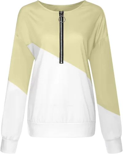 Vista 3 de Sudaderas de otoño para mujer, casuales, ligeras, holgadas, de manga larga, a rayas, cuello redondo