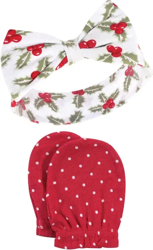 Vista 107 de Hudson Baby Conjunto de diadema de algodón y manoplas para rascar para bebé