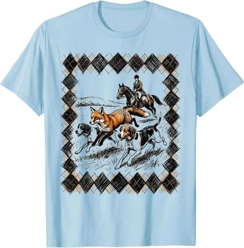 Vista 16 de Preppy Argyle Fox Hunt Illustrated Graphic T-Shirt White