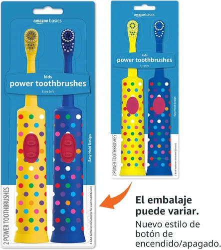 Vista 4 de Amazon Basics Cepillo de dientes con pilas para niños, 2 unidades, 1 paquete (anteriormente Solimo)