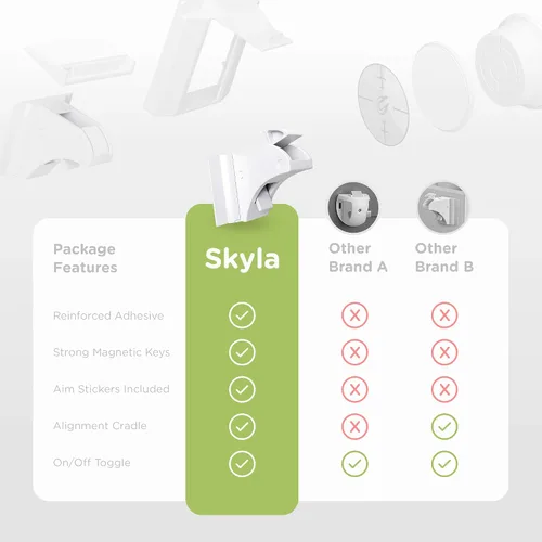 Vista 4 de SKYLA HOMES Cerraduras magnéticas para gabinete a prueba de bebés, seguridad infantil, los pestillos adhesivos 3M más seguros, rápidos y fáciles, a