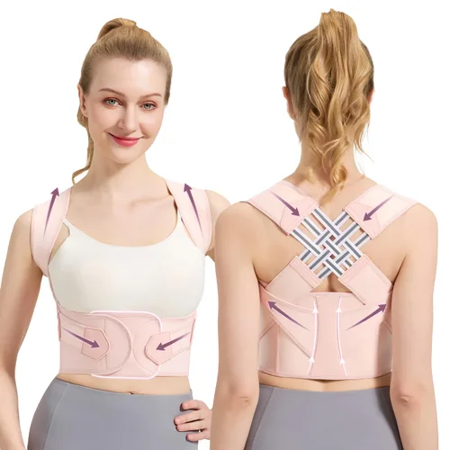 Vista 8 de VOKOKOYA Corrector de postura para mujeres y hombres, enderezador de hombro ajustable, soporte de espalda, escoliosis de la columna superior