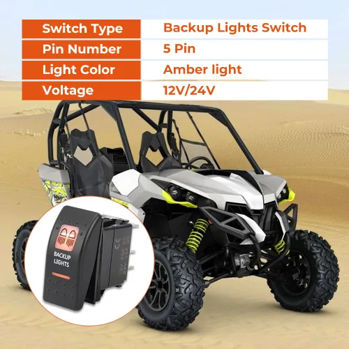 Vista 4 de Interruptor de luz de respaldo ámbar LED para Can-Am Commander Max 800R 2016-2017 / Defender Max HD8 2017 / Maverick 1000 2013 y más, interruptor