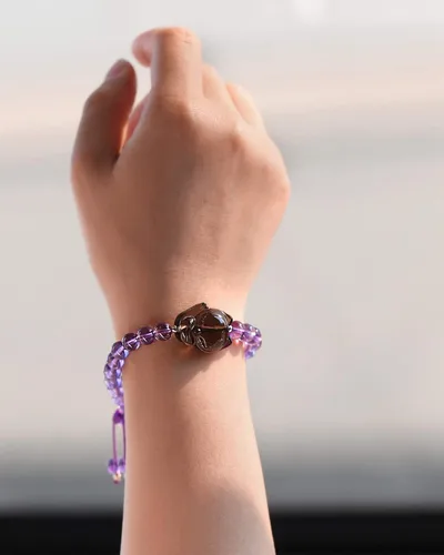 Vista 5 de Jeeless Amatista Pulsera Hielo Obsidiana Fox Energía Cristales de Sanación Ansiedad Mujeres Yoga Difusor Joyas de Piedras Preciosas