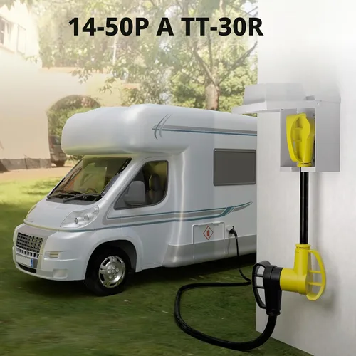 Vista 7 de POWGRN Cable adaptador RV de 50 amperios a 30 amperios de 12 pulgadas Amarillo