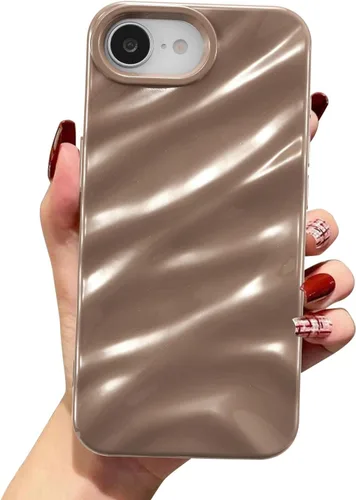 Vista 87 de QLTYPRI Funda compatible con iPhone 11, bonita funda con patrón de ondas de agua para niñas y mujeres, delgada, satinada, brillante, suave, de Beige