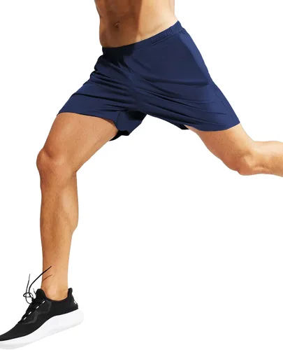 Vista 6 de MIER Pantalones cortos de correr para hombre, 5 pulgadas, para gimnasio, atlético, de secado rápido, pantalones cortos de entrenamiento deportivo
