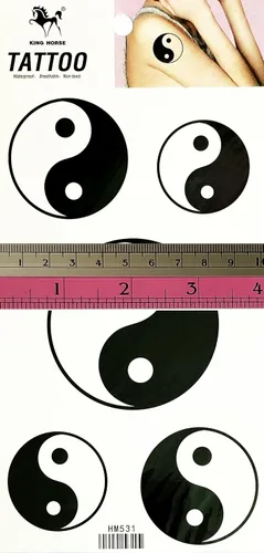 Vista 2 de Yin Yang Tatuajes Temporales Impermeable Tatuaje Falso Para Hombres Mujeres Diseño Decoraciones Cuerpo Cuello Pecho Hombro Piernas Brazo Atrás