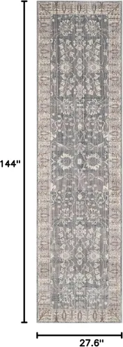 Vista 2 de SAFAVIEH Valencia Collection - Alfombra de pasillo de 2 pies 3 pulgadas x 12 pies, color gris y verde, diseño bohemio chic envejecido, no desprende