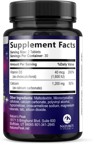 Vista 9 de Calcio 1200 mg por porción con vitamina D3 – Suplemento de salud ósea, vitamina D y suplementos de calcio para mujeres y hombres – hueso, dientes