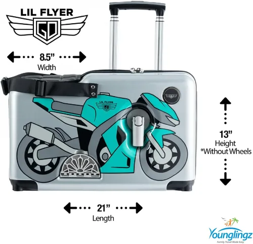 Vista 8 de Younglingz LIL FLYER GO 21" - Maleta de mano para niños, Motocicleta verde V2
