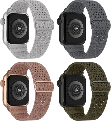 Vista 37 de 4 Pack Stretchy Solo Loop Compatible with Apple Watch Bands Women Men