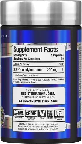 Vista 2 de ALLMAX Cápsulas DIM, 100 mg, 60 unidades, 30 porciones