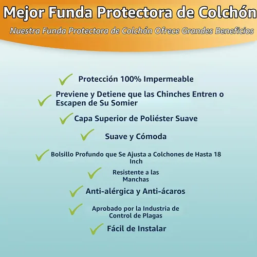 Vista 7 de Protector de colchón contra insectos, con cierre, Poliéster, Blanco, gemelo