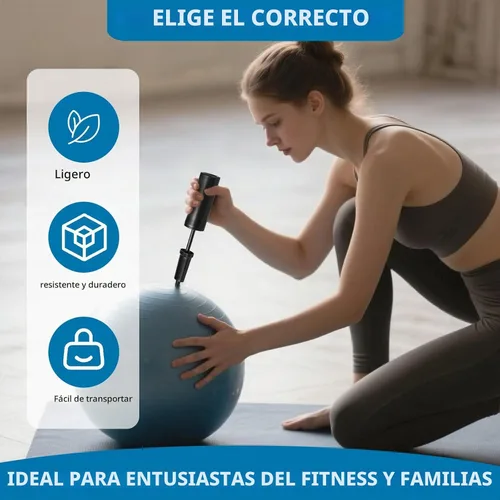 Vista 7 de Bomba de bola de ejercicio compatible con Bosu Balance Trainer, bomba de aire de mano para pelota de ejercicio, bomba de mano portátil