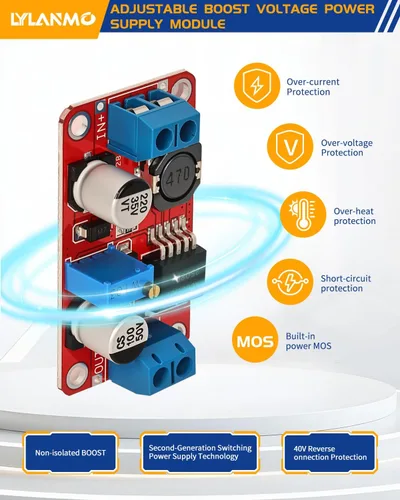Vista 3 de Módulo convertidor de Buck elevador XL6019 3A DC-DC regulador de voltaje ajustable 3.0-35V entrada a 5.0-40V módulo de impulso de salida